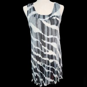 Hayley Matthews Accordion Pleat Zebra Striped Sheer Dress
